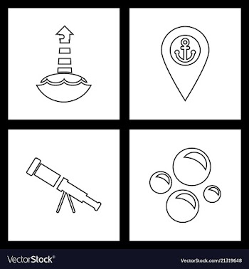 Set sea icons vector image