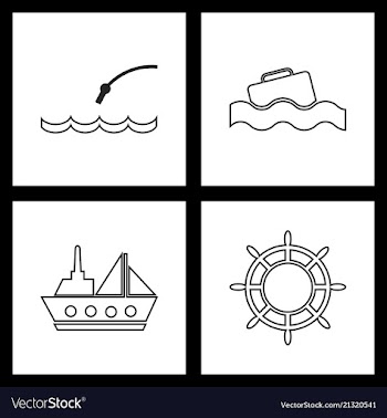 Set sea icons vector image