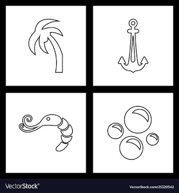 Set sea icons vector image