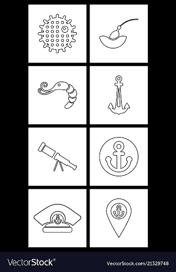 Set sea icons vector image