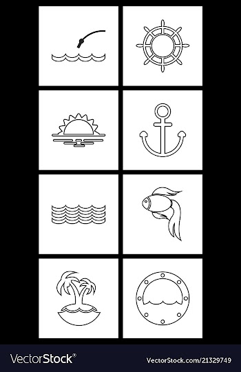Set sea icons vector image