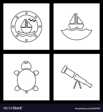 Set sea icons vector image
