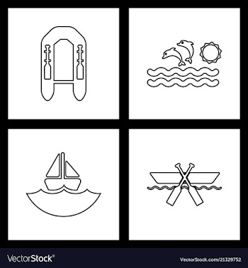 Set sea icons vector image