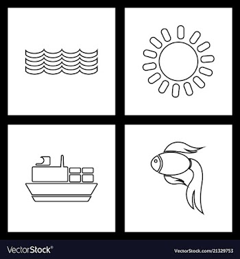 Set sea icons vector image