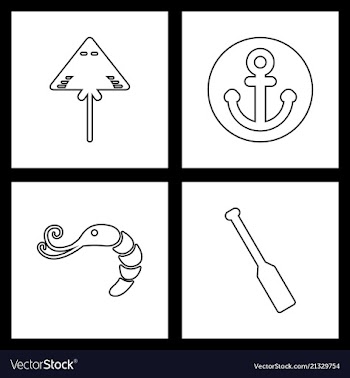 Set sea icons vector image