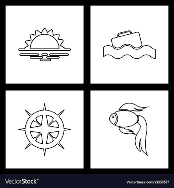 Set sea icons vector image