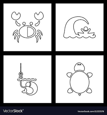 Set sea icons vector image