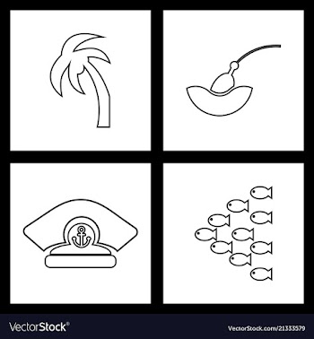 Set sea icons vector image