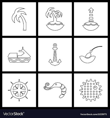 Set sea icons vector image