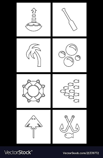 Set sea icons vector image