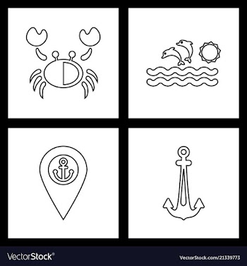Set sea icons vector image