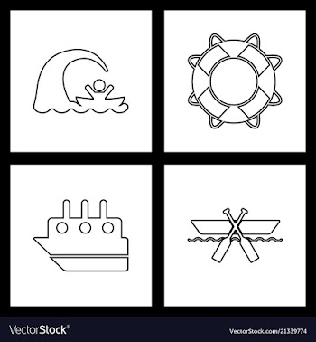 Set sea icons vector image