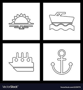 Set sea icons vector image