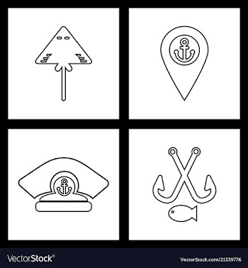 Set sea icons vector image
