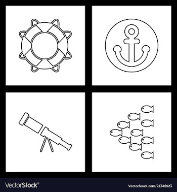Set sea icons vector image