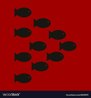 Set silhouettes of groups of sea fishes colony of vector image
