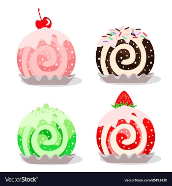 Set slice roll cake image vector image