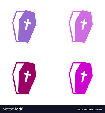 Set stickers bright coffins on white background vector image