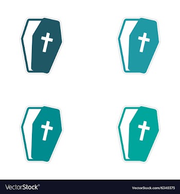 Set stickers bright coffins on white background vector image