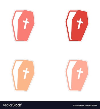 Set stickers bright coffins on white background vector image