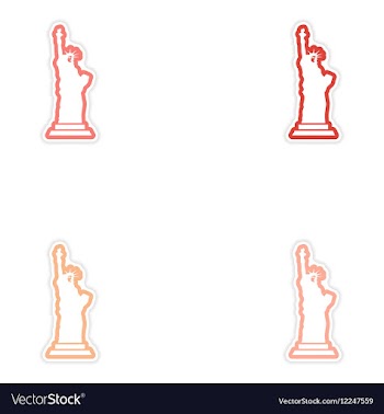 Set stickers The Statue of Liberty on white vector image