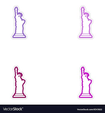 Set stickers The Statue of Liberty on white vector image