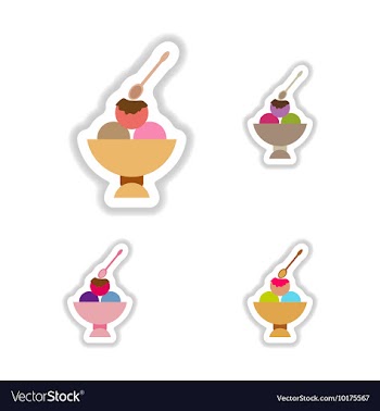Set stylish paper stickers balls of ice cream vector image