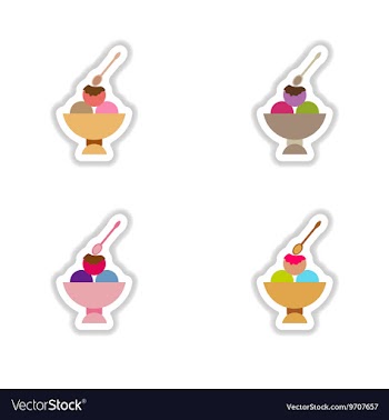 Set stylish paper stickers balls of ice cream vector image