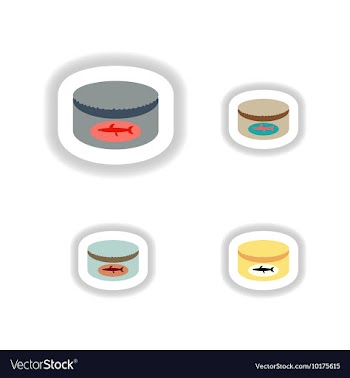 Set stylish paper stickers Bank canning fish vector image