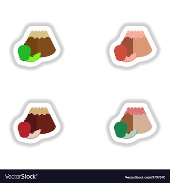 Set stylish paper stickers bun with apple vector image