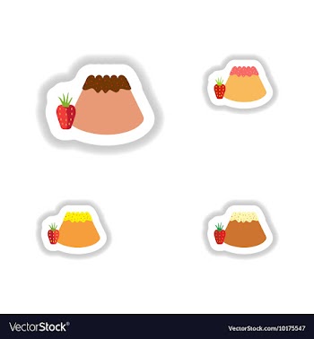 Set stylish paper stickers Bun with strawberries vector image