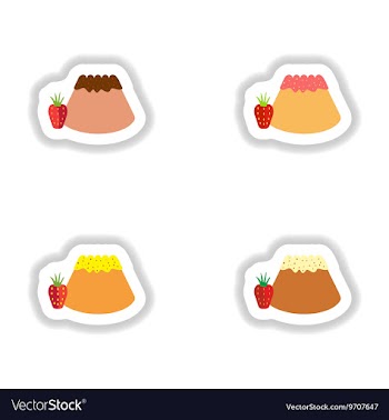 Set stylish paper stickers Bun with strawberries vector image