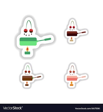 Set stylish paper stickers cherry chocolate fondue vector image