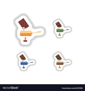 Set stylish paper stickers chocolate fondue on vector image