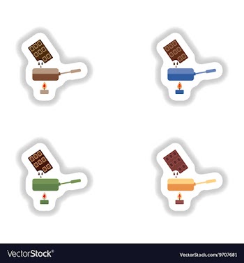 Set stylish paper stickers chocolate fondue on vector image