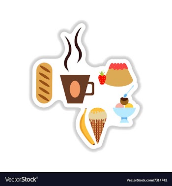 Set stylish paper stickers savory and sweet snacks vector image