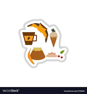 Set stylish paper stickers savory and sweet snacks vector image