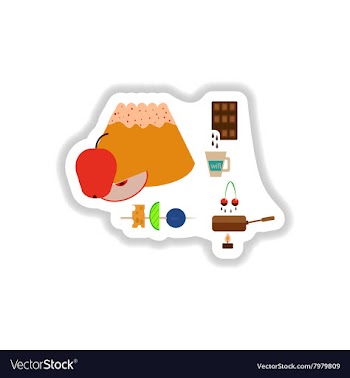 Set stylish paper stickers savory and sweet snacks vector image