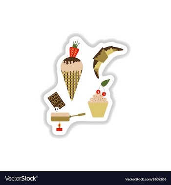 Set stylish paper stickers savory and sweet snacks vector image