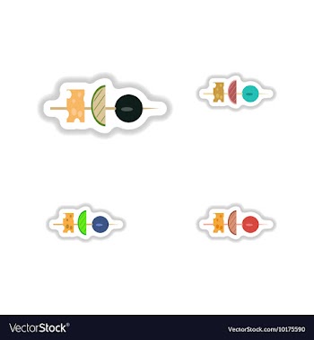 Set stylish paper stickers vegetables and cheese vector image