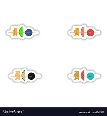 Set stylish paper stickers vegetables and cheese vector image