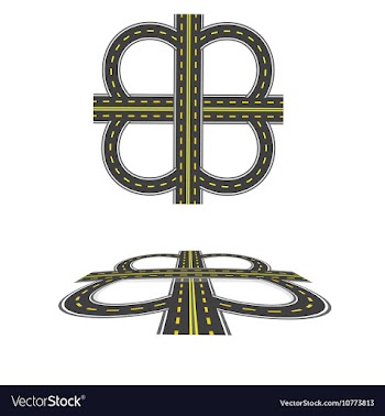 Set the transport interchange Highway with yellow vector image