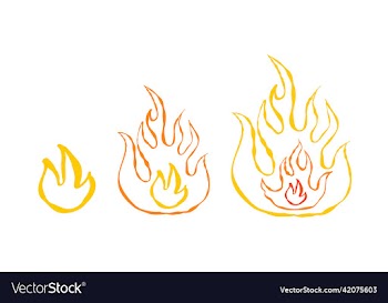 set three icons of fire in hand drawing style