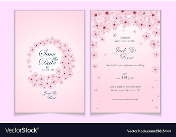 Set watercolor cherry blossom wedding vector image