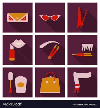 Set with icons on theme of shopping and clothes vector image