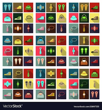 Set with icons on theme of shopping and clothes vector image