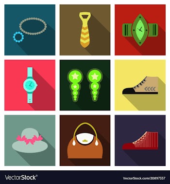 Set with icons on theme of shopping and clothes vector image