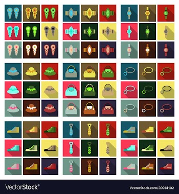 Set with icons on theme of shopping and clothes vector image