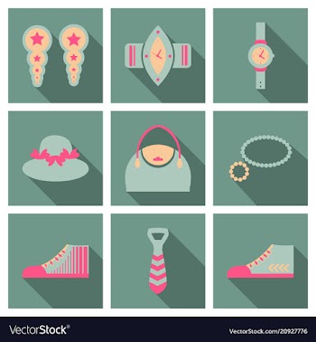 Set with icons on theme of shopping and clothes vector image