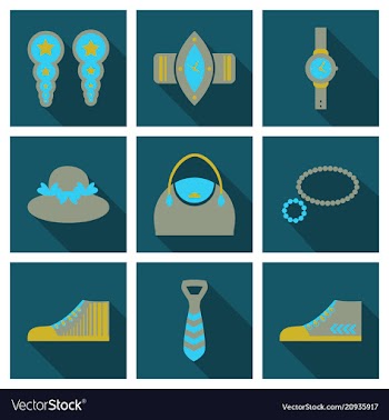 Set with icons on theme of shopping and clothes vector image
